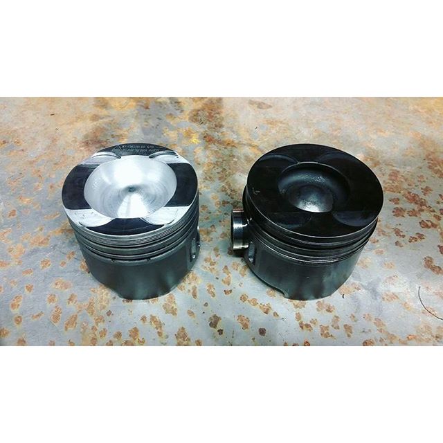 Comparison between the new and the old piston.